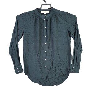 Womens LOFT Pine Needle Forest Green Shirt Button Up Long Sleeve Rayon Size XS